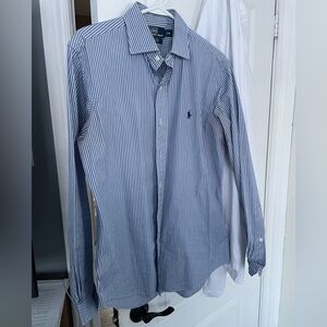 Ralph Lauren blue striped button down shirt M